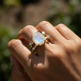 Z ARRON DESIGN Serenity Moonstone koppartråd hängande halsband