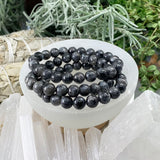 Bracelet Mala Larvikite Avec Pochette En Velours