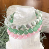 Set di braccialetti Mala di cristallo da 3 pezzi Heart Harmony