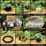 Hlífðarkristallar + Sage + Abalone skel smudging sett