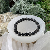 Mala Silver Obsidian armband með flauelspoki