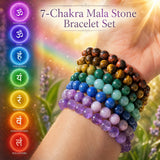 Juego de chakras de pulsera de cuentas Mala de 7 piezas (una pulsera para cada chakra)