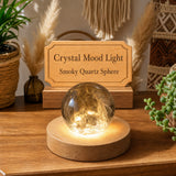 Luz de humor de cristal (esfera de cuarzo ahumado-mediana)