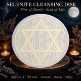 Selenitt Davidsstjerne på Seed Life Cleansing Disk