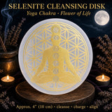 Disco Limpiador Selenita Chakra Flor de la Vida