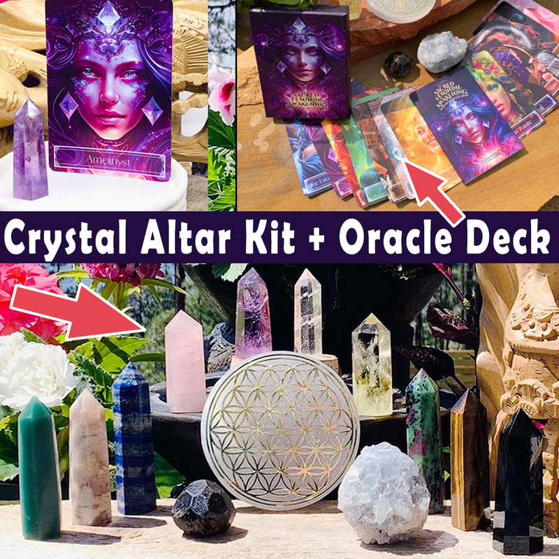 🌙 Σετ Sacred Feminine Awakening Oracle Deck & 13 Crystal Altar Set