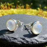 Classic Moonstone Silver Stud Earrings