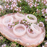 7  Pink Agate Ring Set