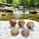 Rutilated Copper Banded Quartz Sacred Geometry Faceted Crystal