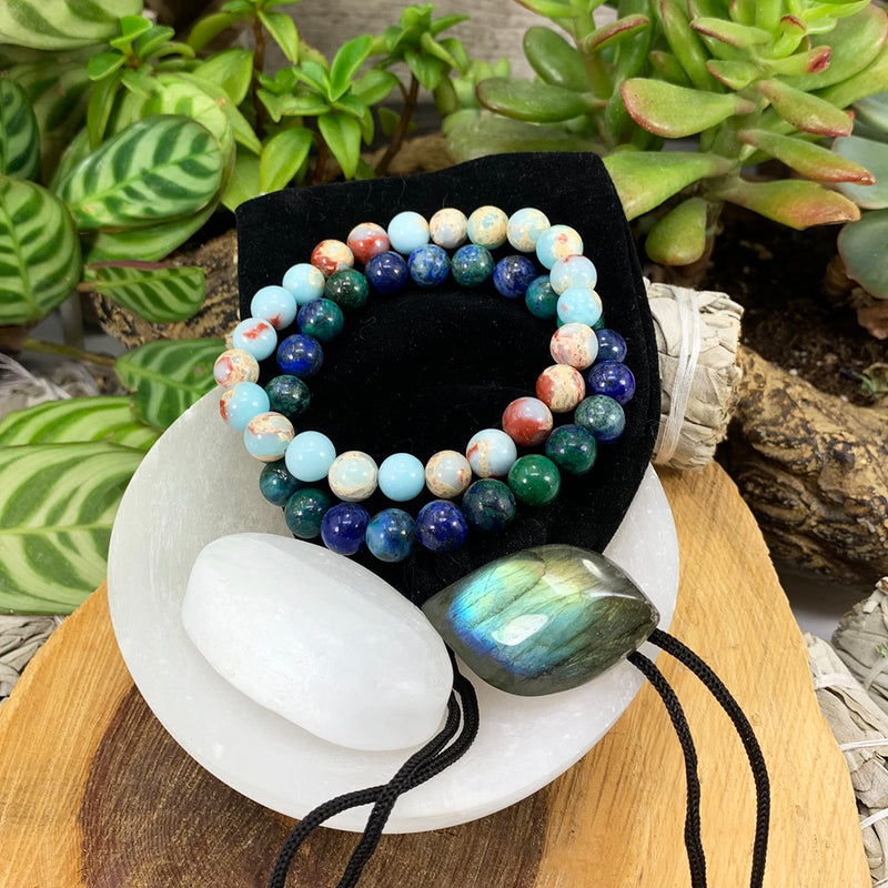 Σετ βραχιολιών Throat Chakra Mala🌈