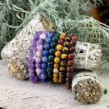 Σετ Τσάκρα με βραχιόλια Mala Bead 7 τεμαχίων (ένα βραχιόλι για κάθε τσάκρα)