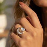 Κολιέ μενταγιόν Z ARRON DESIGN Serenity Moonstone από χάλκινο σύρμα