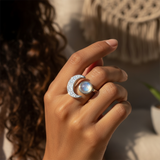 Κολιέ μενταγιόν Z ARRON DESIGN Serenity Moonstone από χάλκινο σύρμα