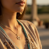 Κολιέ μενταγιόν Z ARRON DESIGN Serenity Moonstone από χάλκινο σύρμα