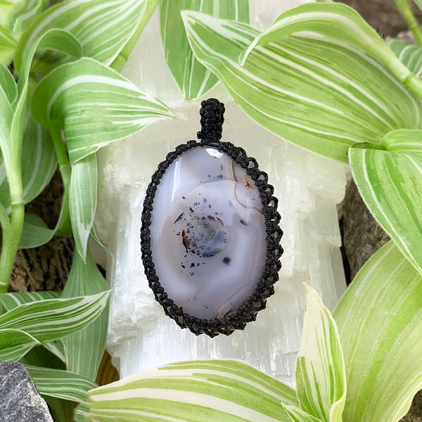 Montana Moss Agate Macramé Pendant Necklace