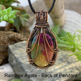 Κολιέ με κρεμαστό σύρμα χαλκού Rainbow Agate