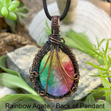 Κολιέ με κρεμαστό σύρμα από χαλκό Rainbow Agate
