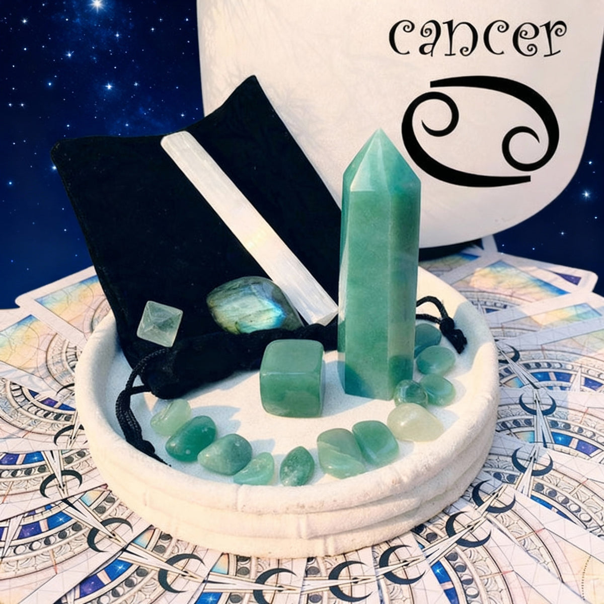 ♋ Cancer - 21 Ιουνίου - 22 Ιουλίου - Zodiac Crystal Fusion Σετ με θήκη