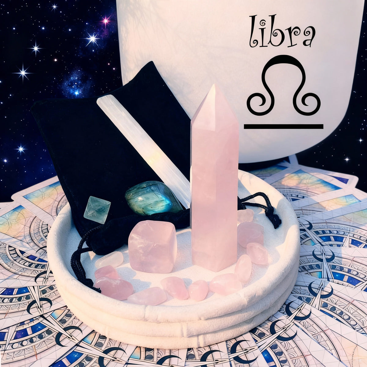 ♎ Vog - 23. september til 22. október - Zodiac Crystal Fusion sett með poka
