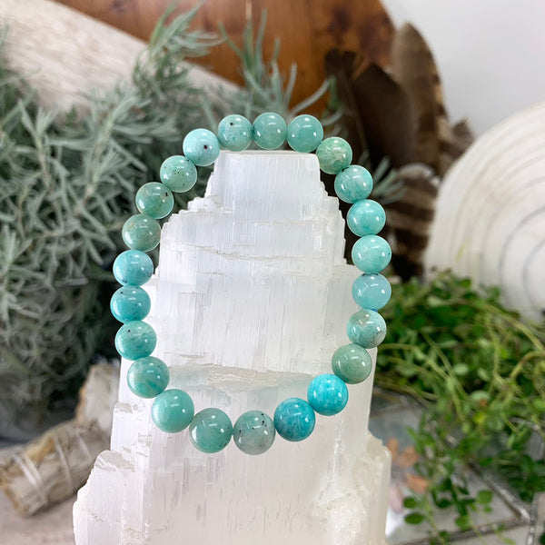 Βραχιόλι Mala Amazonite με βελούδινο πουγκί