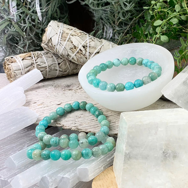 Βραχιόλι Mala Amazonite με βελούδινο πουγκί