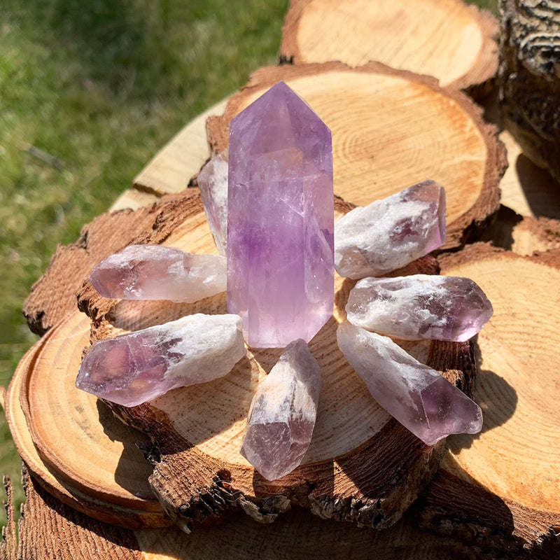 Σετ 8 τεμαχίων Amethyst Point + Amethyst Shards