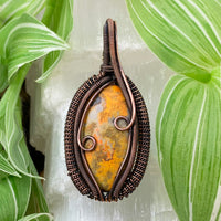 60% OFF Bumblebee Jasper Copper Wire Pendant Necklace