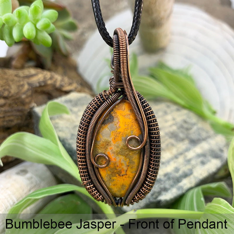 Κολιέ με κρεμαστό σύρμα από χαλκό Jasper Bumblebee