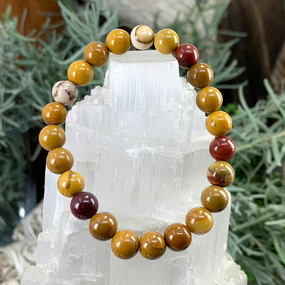 Mala Golden Mookaite Jaspis armband með flauelspoka