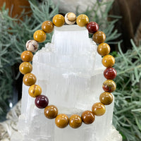 Mala Golden Mookaite Jaspis armband með flauelspoka