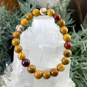 Mala Golden Mookaite Jaspis armband með flauelspoka