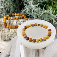 Mala Golden Mookaite Jaspis armband með flauelspoka