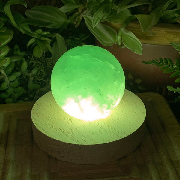 ✨Crystal Mood Light Base + Medium Green Fluorite Sphere — Holiday Glow Edition✨