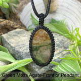 Κρεμαστό κολιέ Green Moss Agate Macrame