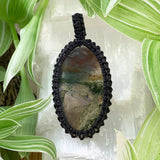 Κρεμαστό κολιέ Green Moss Agate Macrame
