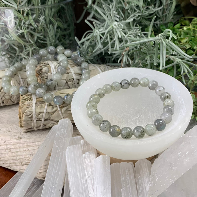 Βραχιόλι Mala Labradorite με βελούδινο πουγκί