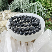Bracelet Mala Larvikite Avec Pochette En Velours