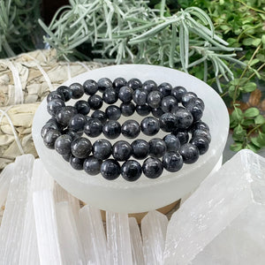 Bracelet Mala Larvikite Avec Pochette En Velours