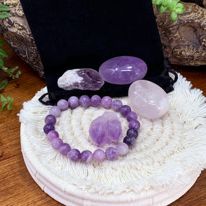 Conjunto de bolsa de unidad de pulsera Mala de lepidolita