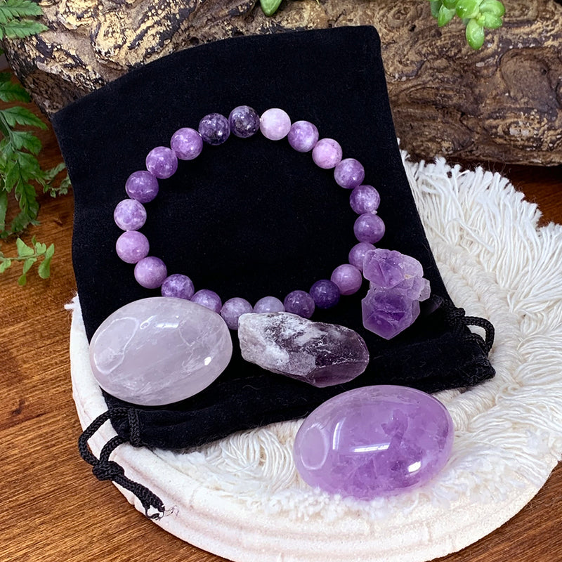 Σετ θήκης Unity βραχιόλι Lepidolite Mala