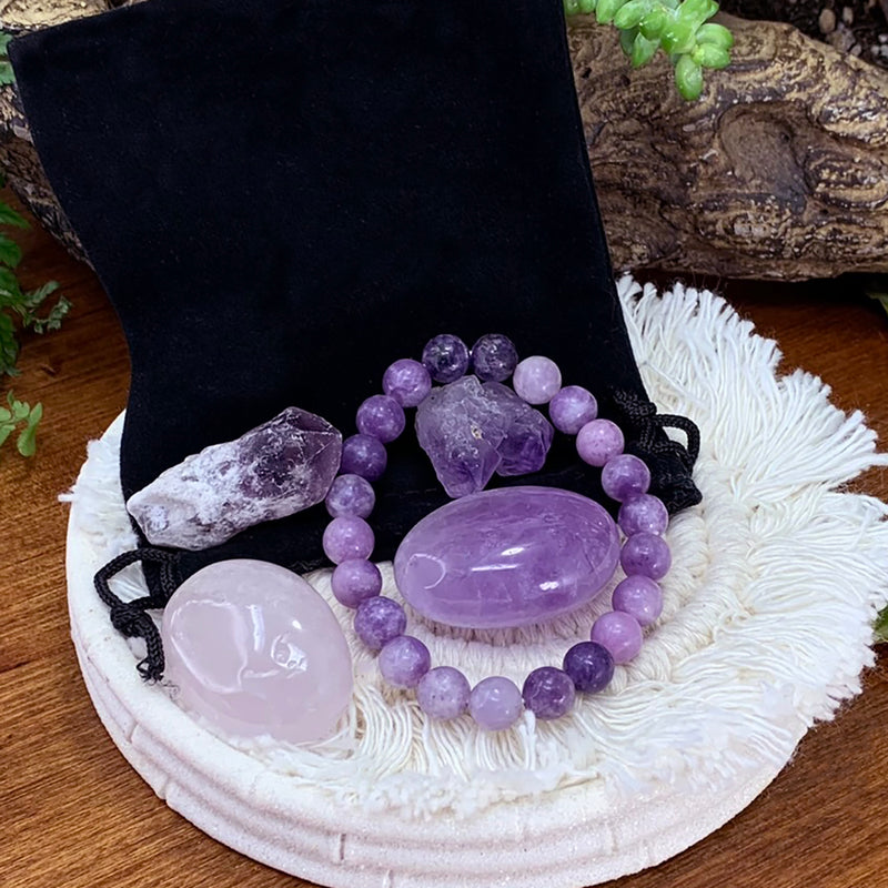 Σετ θήκης Unity βραχιόλι Lepidolite Mala