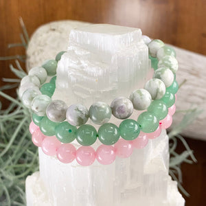 Set di braccialetti Mala di cristallo da 3 pezzi Heart Harmony