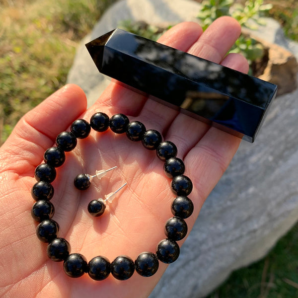 Βραχιόλι Mala Labradorite με βελούδινο πουγκί