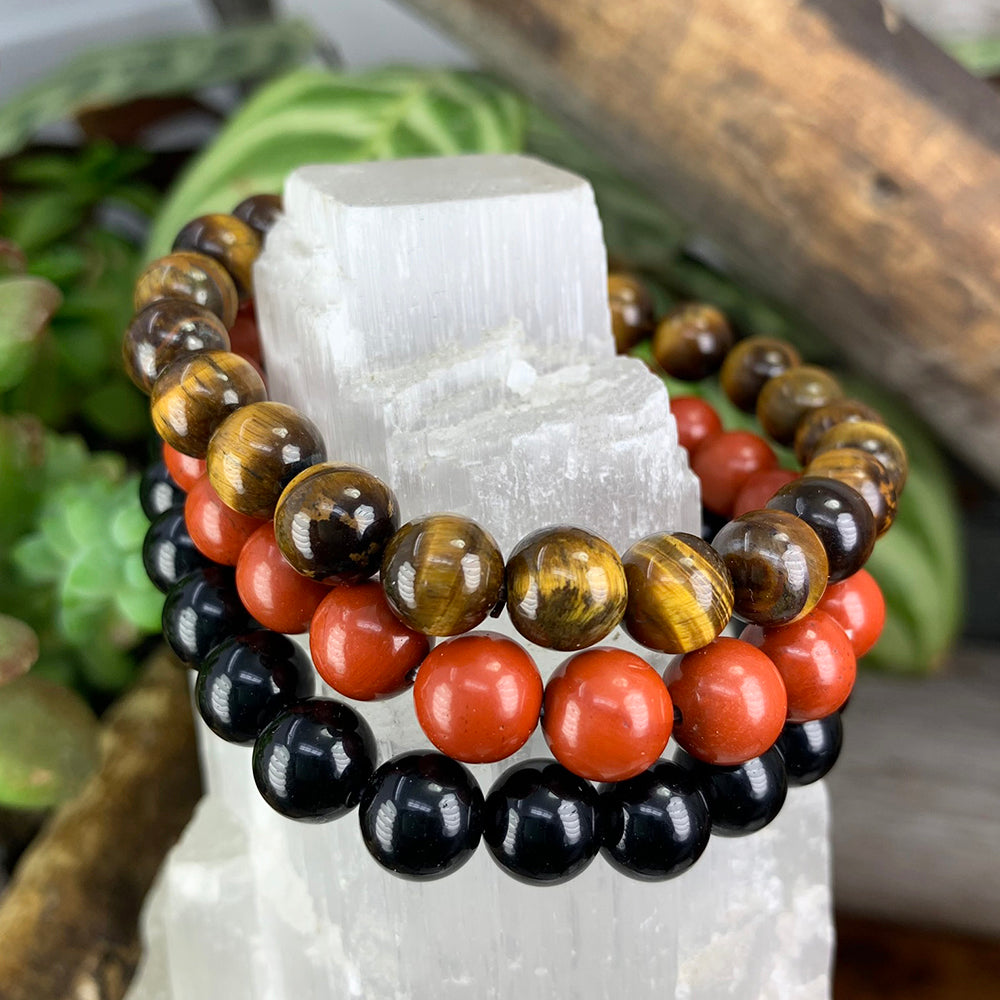 Juego de pulseras de cristal Mala de 3 piezas Ground & Protect
