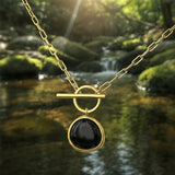 Κολιέ μενταγιόν Z ARRON DESIGN Serenity Moonstone από χάλκινο σύρμα