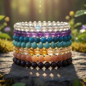 7-stykki Mala Bead Armband Chakra Set (armband fyrir hvert Chakra)