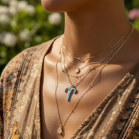 Κολιέ μενταγιόν Z ARRON DESIGN Serenity Moonstone από χάλκινο σύρμα