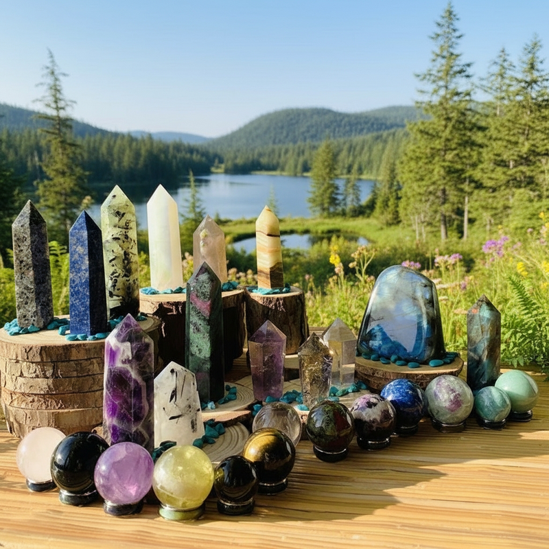 27-delni kristalni generator in komplet krogel z bliskavičnim labradoritom