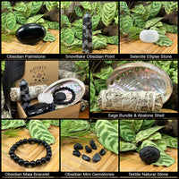 Hlífðarkristallar + Sage + Abalone skel smudging sett