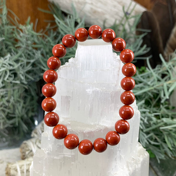 Βραχιόλι Mala Red Jasper με βελούδινο πουγκί